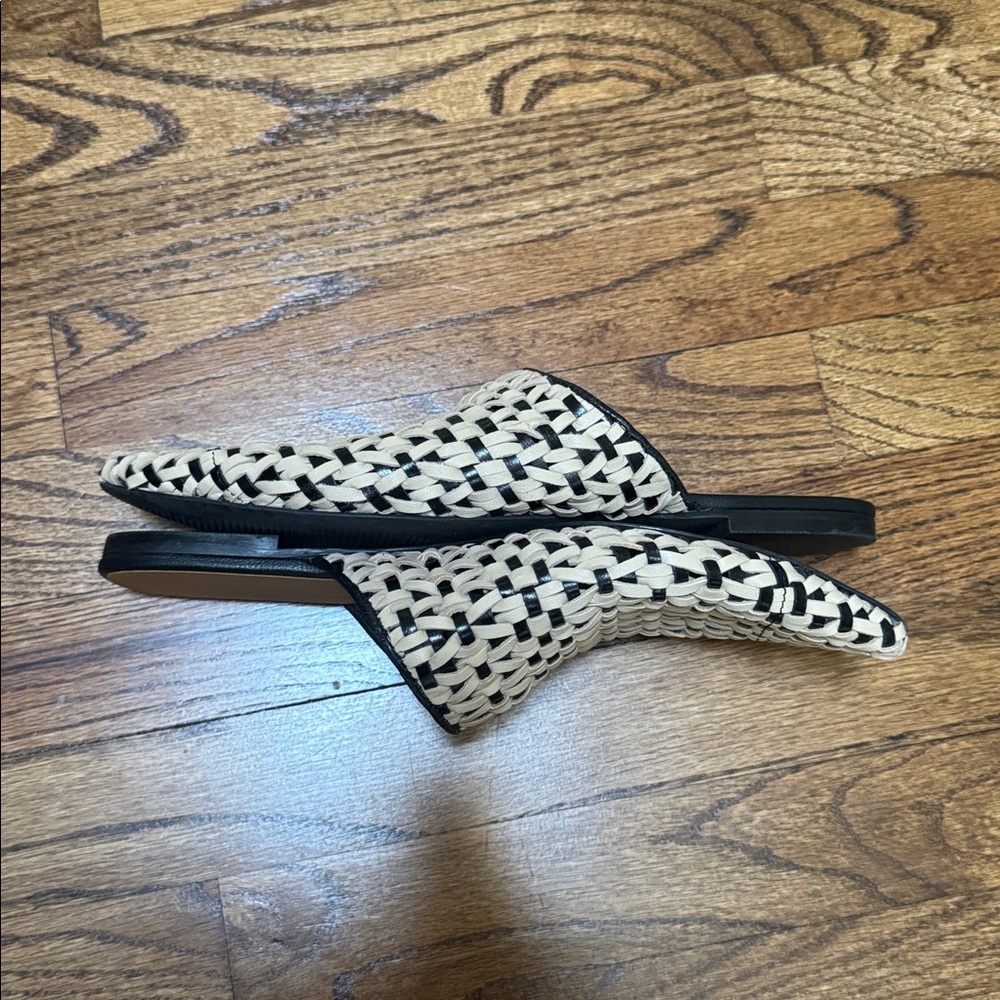 Anthropologie Nisolo Ama Woven Mule Flat 41 Black/Biege - Picture 3 of 5